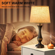 Upgraded Touch Lamps for Night Stands Set of 2 - Bedside Lamps with USB C+A, 3 Way Dimmable for Bedroom Living Room End Tables Office | Touch Control, Dimmable, USB C+A Charging Ports, LED Bulb Included, Corded, Bedside Lamp, Bedroom Lamp, Living Room Office
