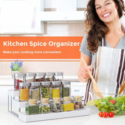 Expandable Spice Rack Organizer for Cabinet - 3 Tier Adjustable Cabinet Spice Organizer Easy Visibility - Spice Organizer for Cabinet Countertop Cupboard Pantry Organization (White)