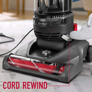 Rewind Pet Bagless Upright Vacuum Cleaner, Pet Friendly, Automatic Cord Rewind, Multi-Surface and above Floor Cleaning, UH77410V, Gray & Red