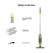 VACMOP Cordless Hard Floor Vacuum Mop, for Tile, Vinyl, Laminate, Wood, with (4) Disposable VACMOP Pads, 12-Oz  Multi-Surface Cleaner, VM200