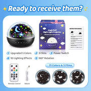 Night Light for Kids,93 Lighting+3 Films Kids Night Light Projector,Remote+Dimmable Star Projector,360° Ceiling Stars Glow in the Dark Stars,Christmas Gifts for 4 Year Old Boy Birthday Gift