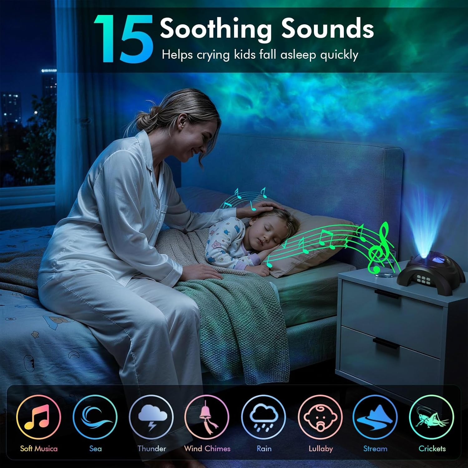 Dual Lens Galaxy Projector, Star Projector for Bedroom with 58 Light Effects, Night Light Projector with White Noise & Bluetooth Speaker, Remote Timer, Room Decor Gift for Kids Adults Teens