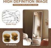 Full Length Mirror,Large Floor Mirror with Aluminum Frame for Bedroom, Bathroom, Living Room,Wall Mount or Freestanding Design, Silver, 56" L X 15" W X 1Pcs