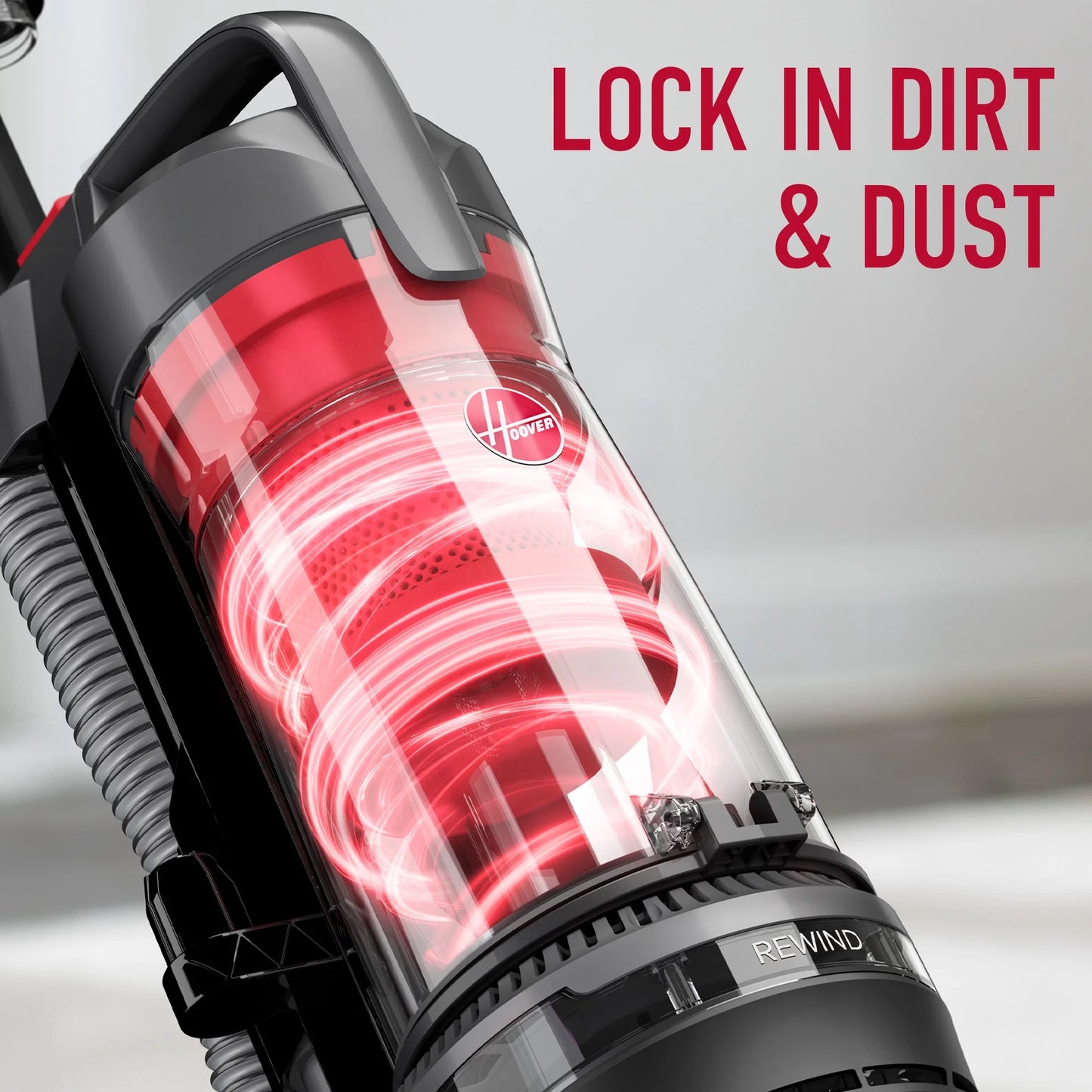 Rewind Pet Bagless Upright Vacuum Cleaner, Pet Friendly, Automatic Cord Rewind, Multi-Surface and above Floor Cleaning, UH77410V, Gray & Red