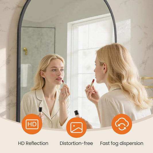 20"X30" Arched Black Bathroom Mirrors for Wall | Bathroom Mirrors for over Sink, Metal Framed with HD Shatter-Proof Glass for Entryway, Living Room, Bedroom