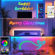 12M(2 Roll 6M) RGB Neon Lights LED Rope Light,40Ft Waterproof Bluetooth APP Remote Control Music Sync Strip Light,24V Flexible DIY Silicone Light for Bedroom Home Indoor Outdoor Decor(40Ft)