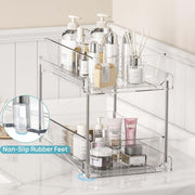 4 Pack Bathroom under Sink Organizers Organizer, 2 Tier Clear Pull-Out Organization (S-Standard)