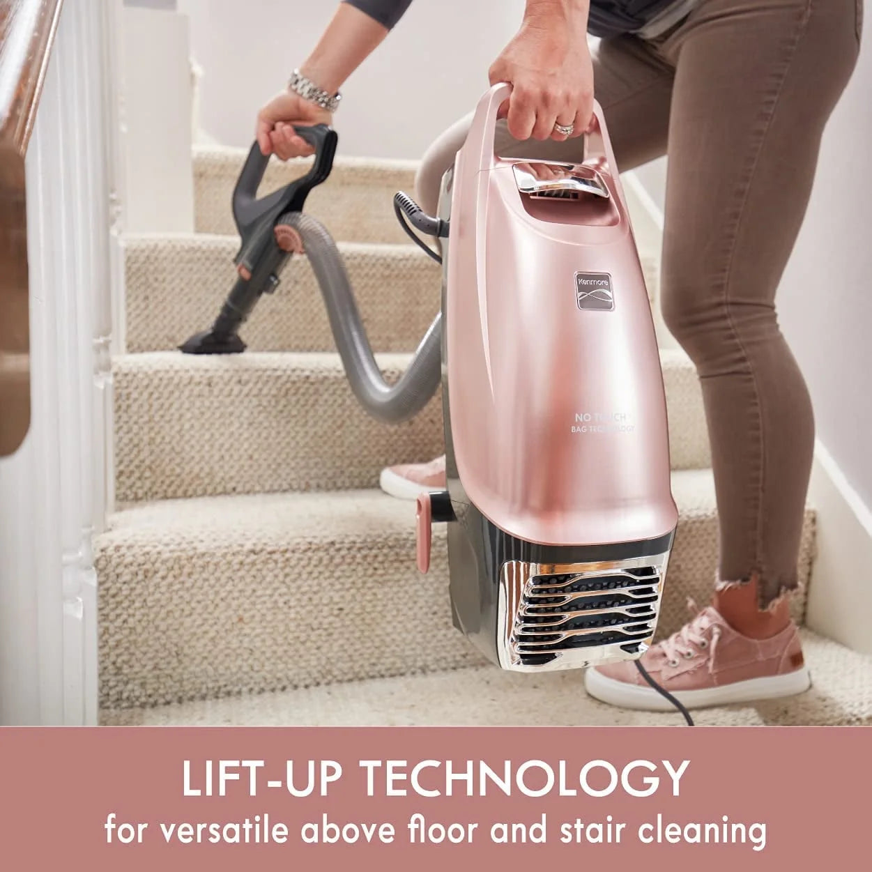 BU4050 Intuition Bagged Upright Vacuum, Liftup Cleaner with Hair Eliminator Brushroll, Pet Handi-Mate for Carpet, Hard Floor, Rose Gold