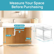 4 Pack Bathroom under Sink Organizers Organizer, 2 Tier Clear Pull-Out Organization (S-Standard)