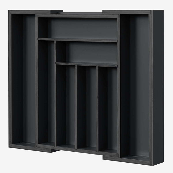 Bamboo Expandable Drawer Organizer for Utensils Holder (Black)