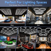 Hexagon 5000K LED Garage Lights: 25 Pack Updated 1.31-Inch Wider Size,26300Lm Super Bright Hex Lighting Ceiling LED Shop Light for Garage, Car Detailing, Workshop, Warehouse, Gym, Basement