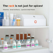 Expandable Spice Rack Organizer for Cabinet - 3 Tier Adjustable Cabinet Spice Organizer Easy Visibility - Spice Organizer for Cabinet Countertop Cupboard Pantry Organization (White)