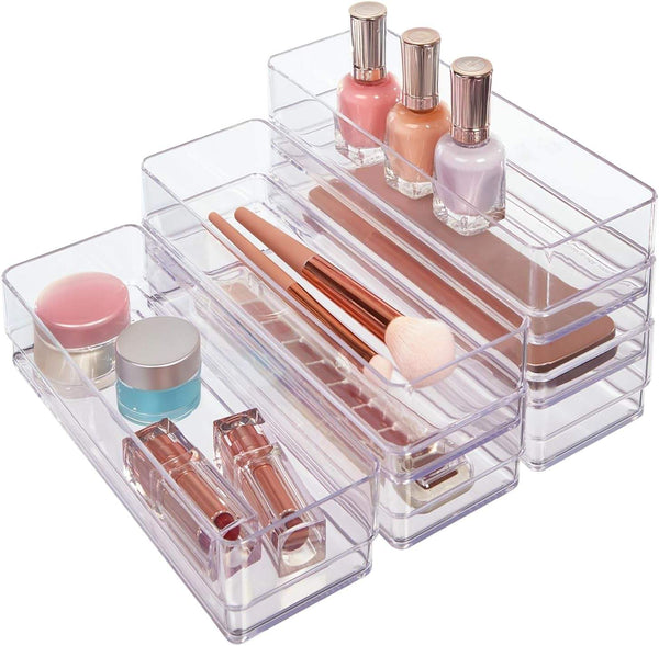 Simplesort 6-Piece Stackable Clear Drawer Organizer Set |