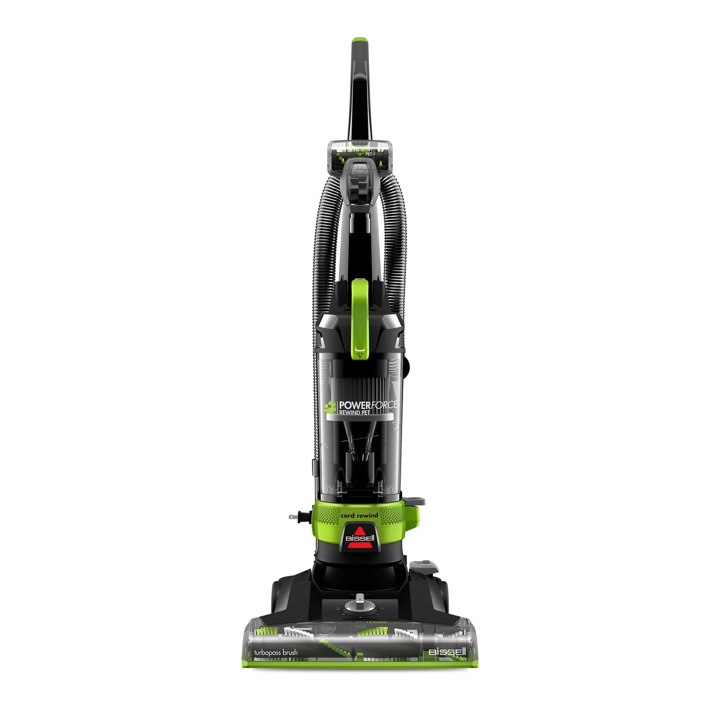 Powerforce Helix Turbo Rewind Pet, Upright Vacuum, Pet Friendly, Automatic Cord Rewind, Powerful Pet Hair Pickup, Extra-Wide Cleaning Path, 3333, Black & Green