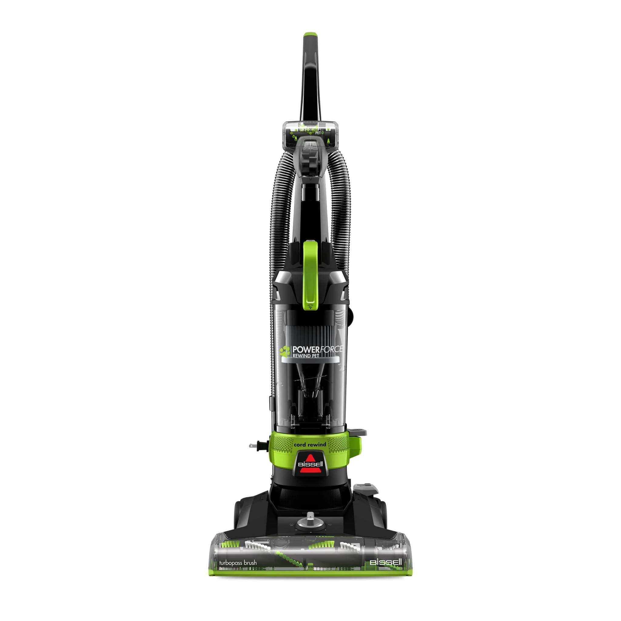 BISSELL Powerforce Helix Turbo Rewind Pet upright vacuum with automatic cord rewind and pet hair removal features
