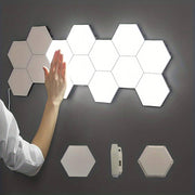 Minimalist white hexagon lights touch-sensitive wall panels for modern decor