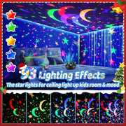 Night Light for Kids,93 Lighting+3 Films Kids Night Light Projector,Remote+Dimmable Star Projector,360° Ceiling Stars Glow in the Dark Stars,Christmas Gifts for 4 Year Old Boy Birthday Gift
