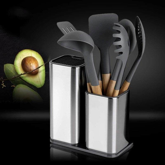 Creative black and white multifunctional kitchen tool holder with large capacity and detachable bottom design