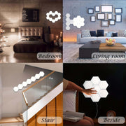 Hexagon Lights, Minimalist White Touch Night Light, Center Touch-Sensitive Wall Panels, Hex Light with Usb-Power for Autism, Game Room Decor, Party (6)