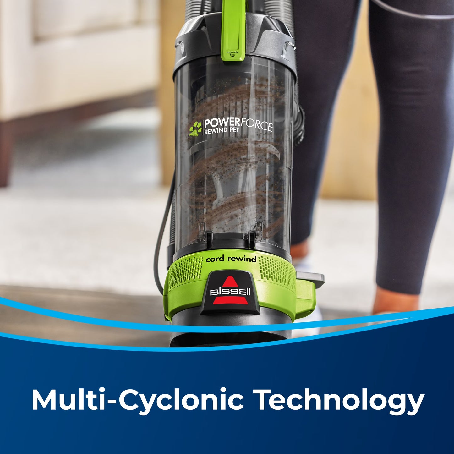 Powerforce Helix Turbo Rewind Pet, Upright Vacuum, Pet Friendly, Automatic Cord Rewind, Powerful Pet Hair Pickup, Extra-Wide Cleaning Path, 3333, Black & Green