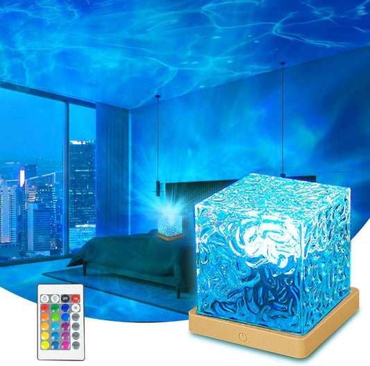 Ocean Wave Projector Light, 16 Colors LED Ambient Lighting with Remote Control, Romantic Shower Light for Bedroom Decor, Relaxation Mood Lighting, Living Room, Ceiling Projection
