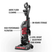 Rewind Pet Bagless Upright Vacuum Cleaner, Pet Friendly, Automatic Cord Rewind, Multi-Surface and above Floor Cleaning, UH77410V, Gray & Red