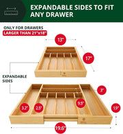 Luxury Bamboo Kitchen Drawer Organizer - Silverware Organizer, Utensil Holder & Cutlery Tray Drawer Dividers for Flatware (9 Slot, Natural)