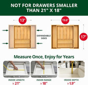 Luxury Bamboo Kitchen Drawer Organizer - Silverware Organizer, Utensil Holder & Cutlery Tray Drawer Dividers for Flatware (9 Slot, Natural)