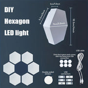 Hexagon Lights, Minimalist White Touch Night Light, Center Touch-Sensitive Wall Panels, Hex Light with Usb-Power for Autism, Game Room Decor, Party (6)