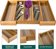 Acacia Kitchen Drawer Organizer Expandable, Large Utensils and Cutlery Tray, Adjustable Silverware Divider for Knives Flatware
