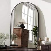 Arched Wall Mirror 24"X36" – Black Metal Frame Vanity Mirrors for Bedroom, Entryway, Living Room Decor