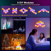 8 Pack Hexagon Lights Wall RGB Panel - Hexagonal Led Lights Room Decor Wall Lights Gifts for Men/Women Honeycomb Shape Panels Hexagon Gaming Led Lights for Bedroom Children
