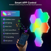8 Pack Hexagon Lights Wall RGB Panel - Hexagonal Led Lights Room Decor Wall Lights Gifts for Men/Women Honeycomb Shape Panels Hexagon Gaming Led Lights for Bedroom Children