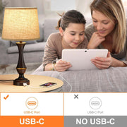 Upgraded Touch Lamps for Night Stands Set of 2 - Bedside Lamps with USB C+A, 3 Way Dimmable for Bedroom Living Room End Tables Office | Touch Control, Dimmable, USB C+A Charging Ports, LED Bulb Included, Corded, Bedside Lamp, Bedroom Lamp, Living Room Office