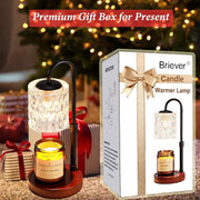 Dimmable Candle Warmer Lamp with Timer, Height Adjustable Electric Candle Wax Warmer, Christmas Birthday Gifts for Women Mom, House Warming Gifts New Home Room Decor, Walnut Solid Wood Base