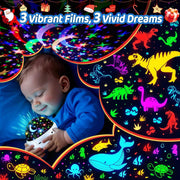 Boy Room Decor, 93 Lighting+3 Films Toddler Room Decor, Remote+Dimmable+360° Slient Nightlight for Baby Nursery, Starry Night Light up Toys, Moon Projector (White)