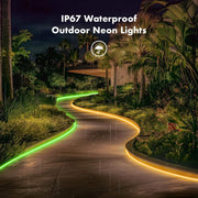 Neon Rope Lights,65.6Ft RGB LED Strip Lights, App Control, IR Remote, Music Syncing, Outdoor IP67 Waterproof, Flexible Strip Cuttable for Bedroom, Gaming, Party(2 Rolls of 32.8FT)