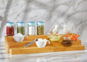 Bamboo Expandable Spice Rack Organizer, 3-Tier Adjustable Kitchen Cabinet, Countertop Display Shelf, Space Organizer for Kitchen and Bathroom