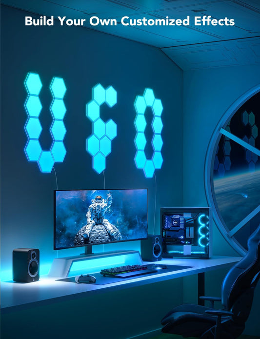 Govee Glide Hexa Light Panels, RGBIC Hexagon LED Wall Lights, Wi-Fi Smart Home Creative Wall Lights with Music Sync, Works with Alexa Google Assistant for Indoor Gaming Decor, 10 Pack