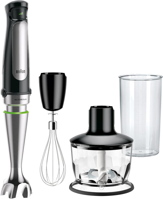 Braun Multiquick 7 3-In-1 Immersion Blender with Food Processor – Powerful Handheld Electric Stick - Emulsifier for Chopping, Beating & Whisking - Ideal for Soup, Puree, Smoothies & More