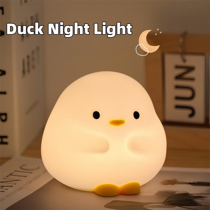 Cute duck LED night lamp silicone USB rechargeable bedside lamp for kids