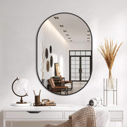 Bathroom Vanity Mirror for Wall, 36''X24'' Black Oval Bathroom Mirror for over Sink, Bedroom, Living Room, Entryway, HD Tempered Glass, Wall Mounted Horizontally or Vertically