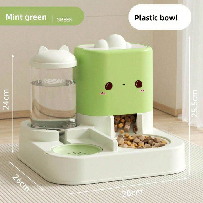 2 In 1 Automatic Pet Feeder and Water Dispenser in yellow with large capacity bowls for cats and dogs