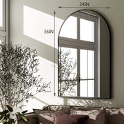 Arched Wall Mirror 24"X36" – Black Metal Frame Vanity Mirrors for Bedroom, Entryway, Living Room Decor