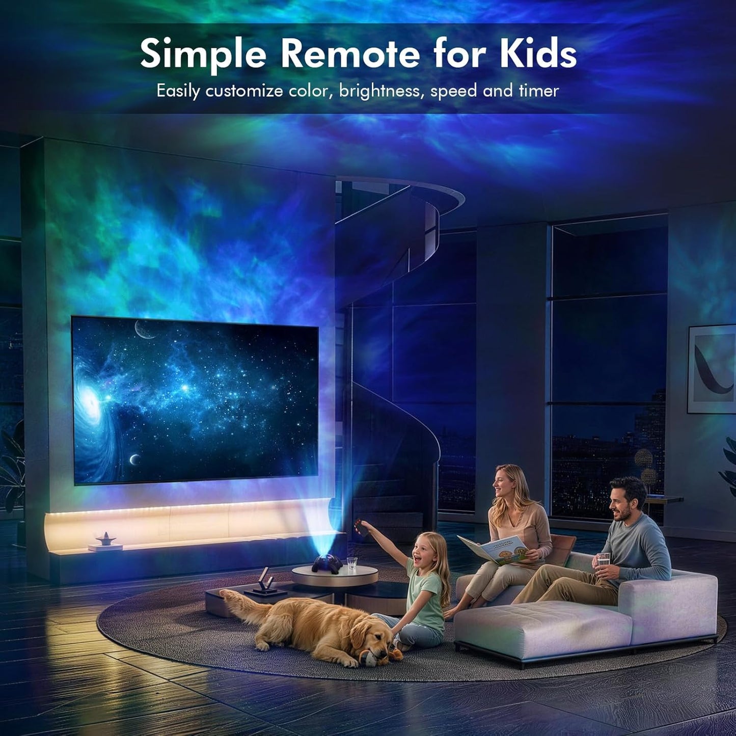 Dual Lens Galaxy Projector, Star Projector for Bedroom with 58 Light Effects, Night Light Projector with White Noise & Bluetooth Speaker, Remote Timer, Room Decor Gift for Kids Adults Teens