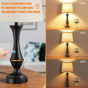Upgraded Touch Lamps for Night Stands Set of 2 - Bedside Lamps with USB C+A, 3 Way Dimmable for Bedroom Living Room End Tables Office | Touch Control, Dimmable, USB C+A Charging Ports, LED Bulb Included, Corded, Bedside Lamp, Bedroom Lamp, Living Room Office