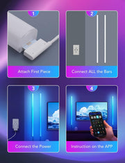 Govee Glide Wall Lights, RGBIC LED Light, Smart Gaming Light Compatible with Smartthings, RGB Lights Bar, LED Wall Lights for Bedroom, 2 Panels Set (3 Sections/Panel), Not Flexible