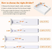 5 Pack 4" High Drawer Dividers 34-56Cm/13.5-22" Adjustable Drawer Organizer for Clothes/Utensils, Expandable Drawer Separator in Dresser/Kitchen/Bedroom/Office Organization & Storage White