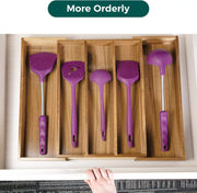 Acacia Kitchen Drawer Organizer Expandable, Large Utensils and Cutlery Tray, Adjustable Silverware Divider for Knives Flatware