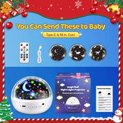 Boy Room Decor, 93 Lighting+3 Films Toddler Room Decor, Remote+Dimmable+360° Slient Nightlight for Baby Nursery, Starry Night Light up Toys, Moon Projector (White)